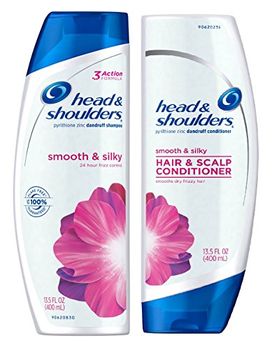 Head & Shoulders Smooth and Silky 24 Hour Frizz Control Dandruff Shampoo 13.5 fl oz & Conditioner 13.5 fl oz - 1 Bottle Each