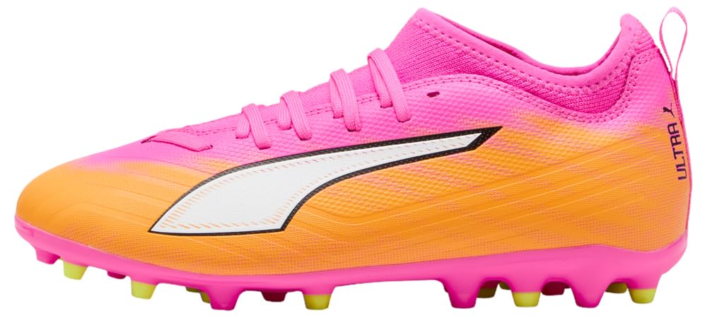 PUMA Ultra 6 Match MG JR Soccer Shoe, Poison Pink White-Sun Stream-Bright Aqua Black, 11.5 UK