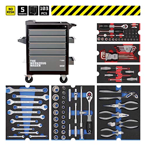 Werkstattwagen bestückt mit 6 Modulen | 5 Schubladen | No.143 | stabile Stahlblechkonstruktion | WGB – Bild 3