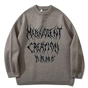 Heren trui Mannen gebreide jumper truien graffiti print herfst casual paar truien Gebreide trui (Color : Gray, Size : XL…