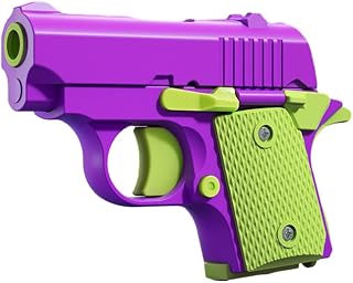 Miniature 1911 Toy Gun - Decompression Plaything with DIY Assembly and Empty Chamber Hang Feature Non-Shooting Purple PU-NEW1