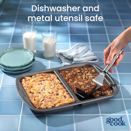 GoodCook Everyday Divided Baking Pan 1.5-Inch Deep 2-Section Non-Stick Scratch-Resistant Carbon Steel Construction for Meal Prepping & Sheet Pan Dinners, 11x15-Inch, Gray by GoodCook - Image 7