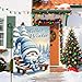 IVN Winter Garden Flag 12x18 Inch Blue Gnome on Bench with Hot Cocoa in Snow Forest Scene Flag Double Sided Outdoor Yard Banner for Seasonal Farmhouse Porch Lawn Patio Decor