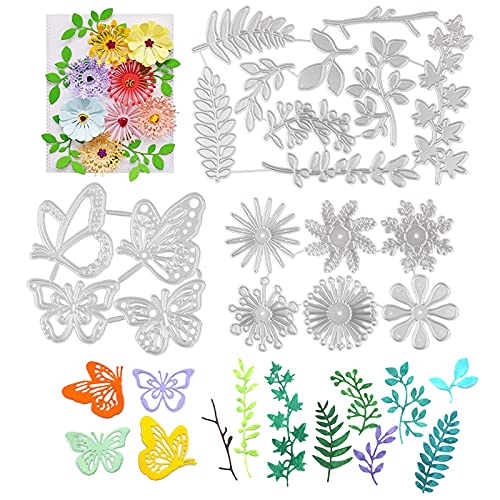 19pcs Troqueles Scrapbooking Troqueles de Corte Metal Flores + Mariposa + Hojas para Scrapbooking Álbumes de Recortes Artesanía Papel DIY Manualidad Decoración Regalo