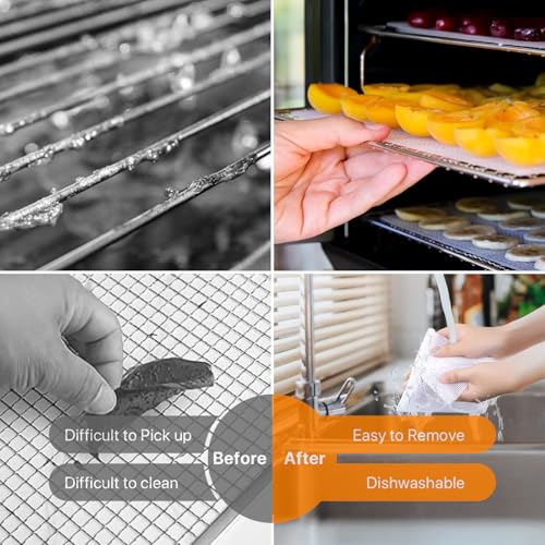 Image of Silicone Dehydrator Sheets 6 Pcs, Resuable Mat 11 x 8in for Food Dehydrator Freeze Dryer to Prevent Food Spills, Heat-Resistant Dehydrator Trays, Dishwasher Safe, White Rectangular