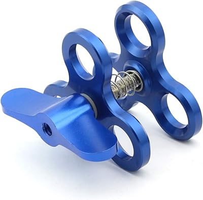 BGNing Underwater Ball Clamp Diving Ball Fixture Lights Arm Ball Three-Hole Butterfly Clip Triple Clamp Adapter (Blue)