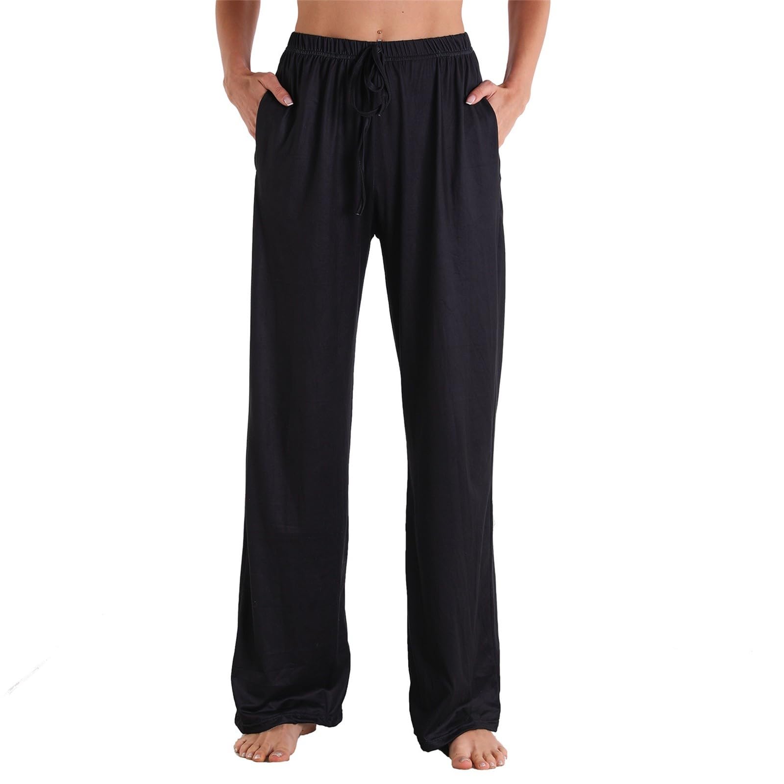Bukknye Women's Black05 Pyjama Bottoms Cotton Checked Flannel Lounge Pants With Pockets Ultra Soft Pjs Trousers Pyjamas For Loungewear Nightwear