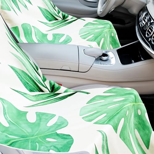 Image of Hahafelt 2 Pack Car Seat Towel Cover with Storage Bag, Monstera Lime