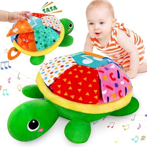 KMUYSL Baby Toys 0 to 12 Months, Musical Stuffed Animal Toys for 0-6 6-12 Months, Plush Sensory Turtle Toys with Crinkle, Infant Tummy Time Toys for Newborn, Birthday for Boys Girls Cover