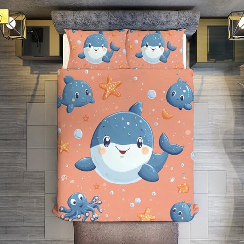 Juego de ropa de cama de ballena suave de microfibra transpirable 5
