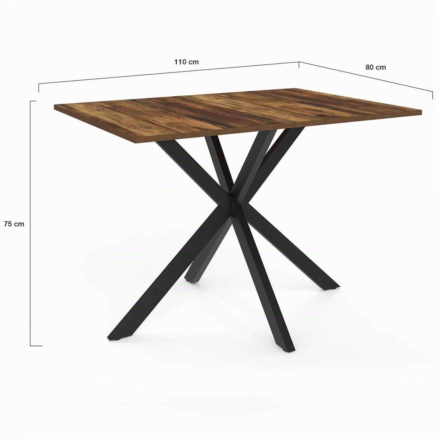 IDMarket - Table à Manger Rectangle Alix 110 cm Pied araignée Noir