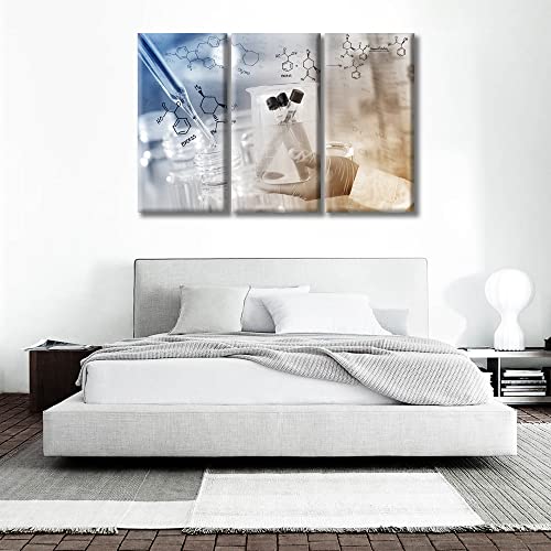 Image of Wall Decor Gloved Hand Hold a Beaker in Laboratory Room Artwork Wall Art Home Decor Clinical Laboratory Wall Decor for Living Room 3 Piece Contemporary Home Decor Framed Ready to Hang , 60 inchWx40 inchH