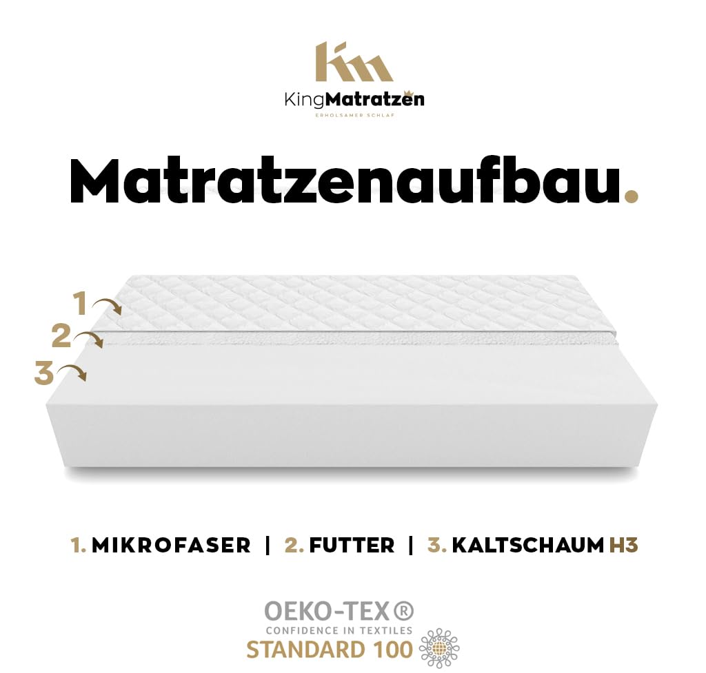 Matratzen Schaumstoff rollmatratze kaltschaum Bett matratzen H3 KingKOMFORT 10cm (Komfort 80X180x10)