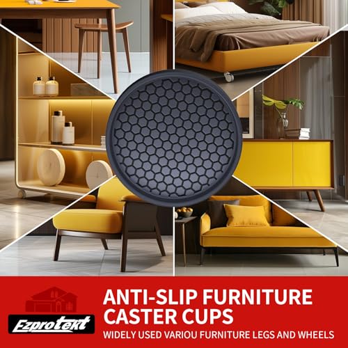 Image of Ezprotekt Non Slip Furniture Pads, 4 Pcs 3 inch Rubber Caster Cups, Anti Skid Furniture Coasters for Hardwood Floors, No Slide Furniture Gripper, Floor Protector for Bed Couch Furniture Stoppers (Black)