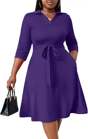 Plus Size Midi Dress for Women Casual Fit and Flare Summer Dress