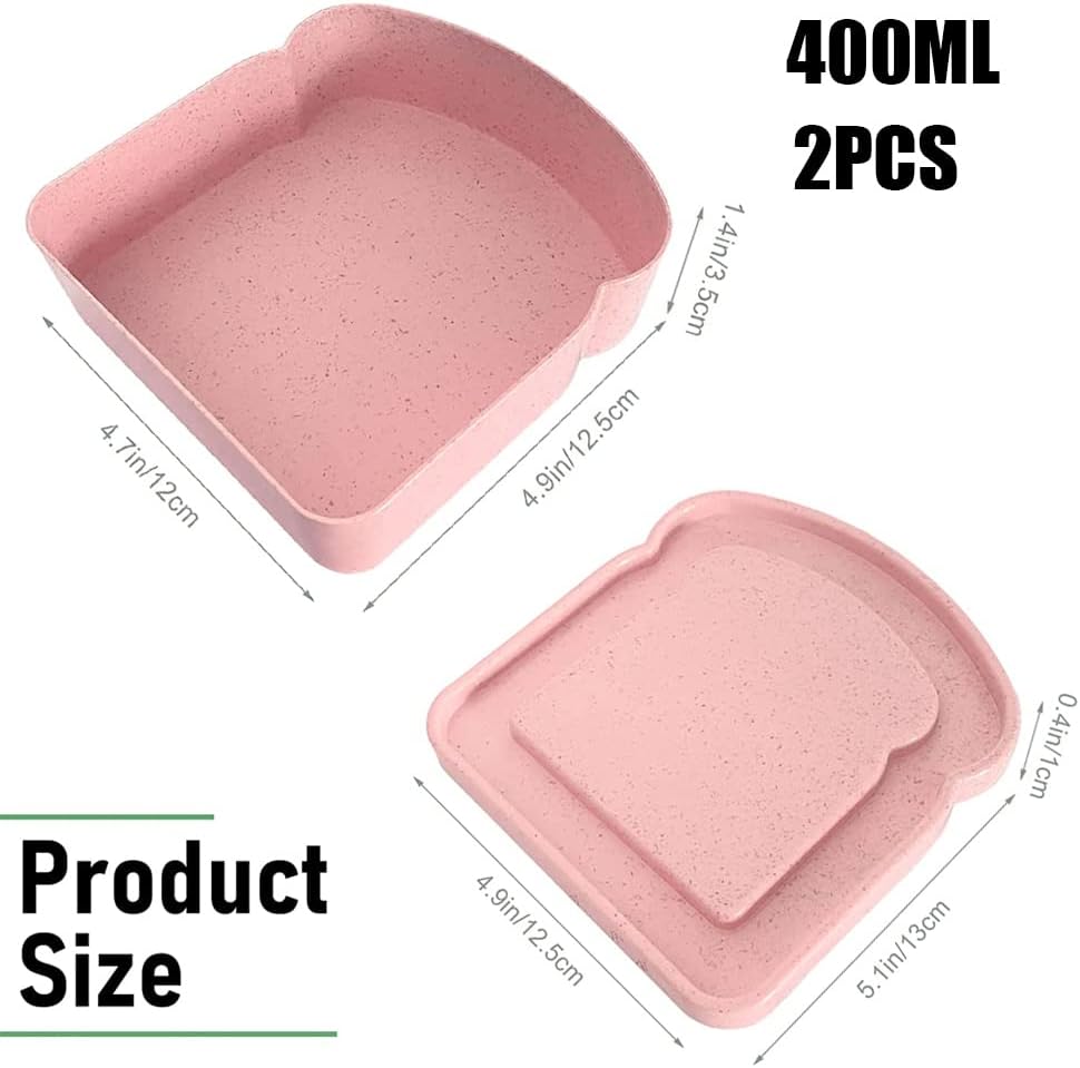 NADUSEP Sandwich Containers, 2 Pcs Sandwich Box Food Storage Toast Shape Holder Plastic for Lunch, Sandwich Keeper for Adults Prep Microwave (White Grey) - Image 2
