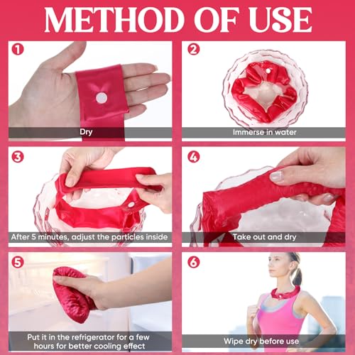 Image of Cozypower 6 Pcs Cooling Neck Wraps with Button Cooling Bandana Neck Cooler Scarf for Hot Weather Ice Neck Wrap Summer Outdoor