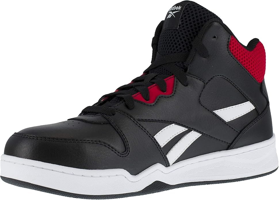 Image of Reebok Work Mens Bb4500 Slip Resistant Composite Toe Work Safety Shoes Casual - Grey (Black /Red, US Footwear Size System, Adult, Men, Numeric, Medium, 10)
