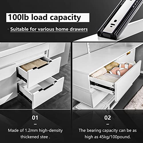 Aolisheng 1 Pair Full Extension Drawer Slides Rails 8 10 12 14 16 18 20 22 24 Inch 100 Lb Load Capacity Side Mount Ball Bearing Metal Dresser Runners File Cabinet Trash Can Slider Kitchen Glides Black #TOP5