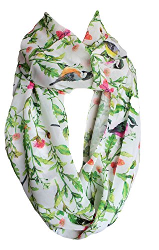Etwoa Sparrow Birds Floral Pattern Infinity Scarf Circle Scarf2