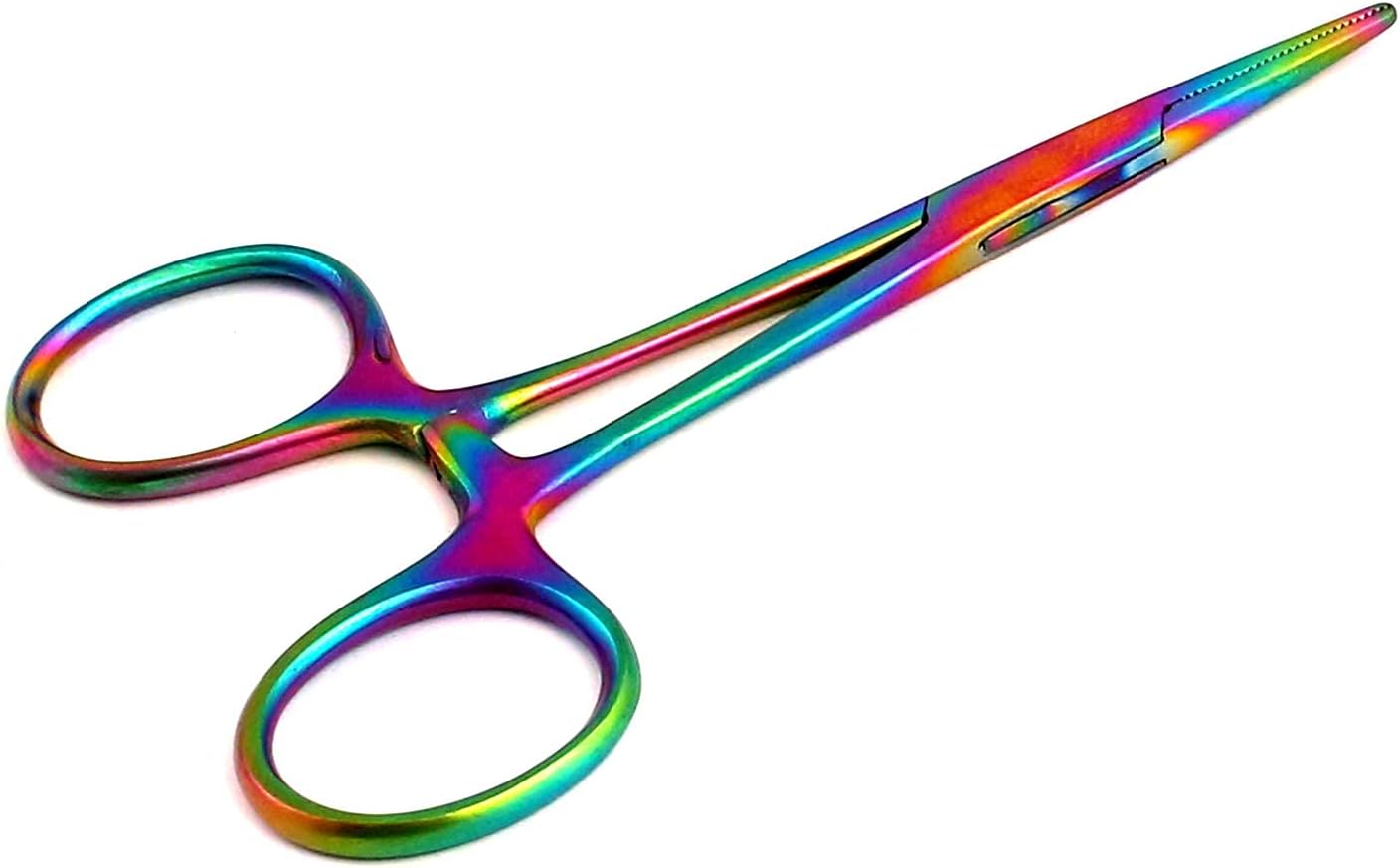 3 Pinces Hémostatiques Mosquito Courbées 5 - Poignée Verrouillable, Couleur Rose - Usage Médical, Esthétique