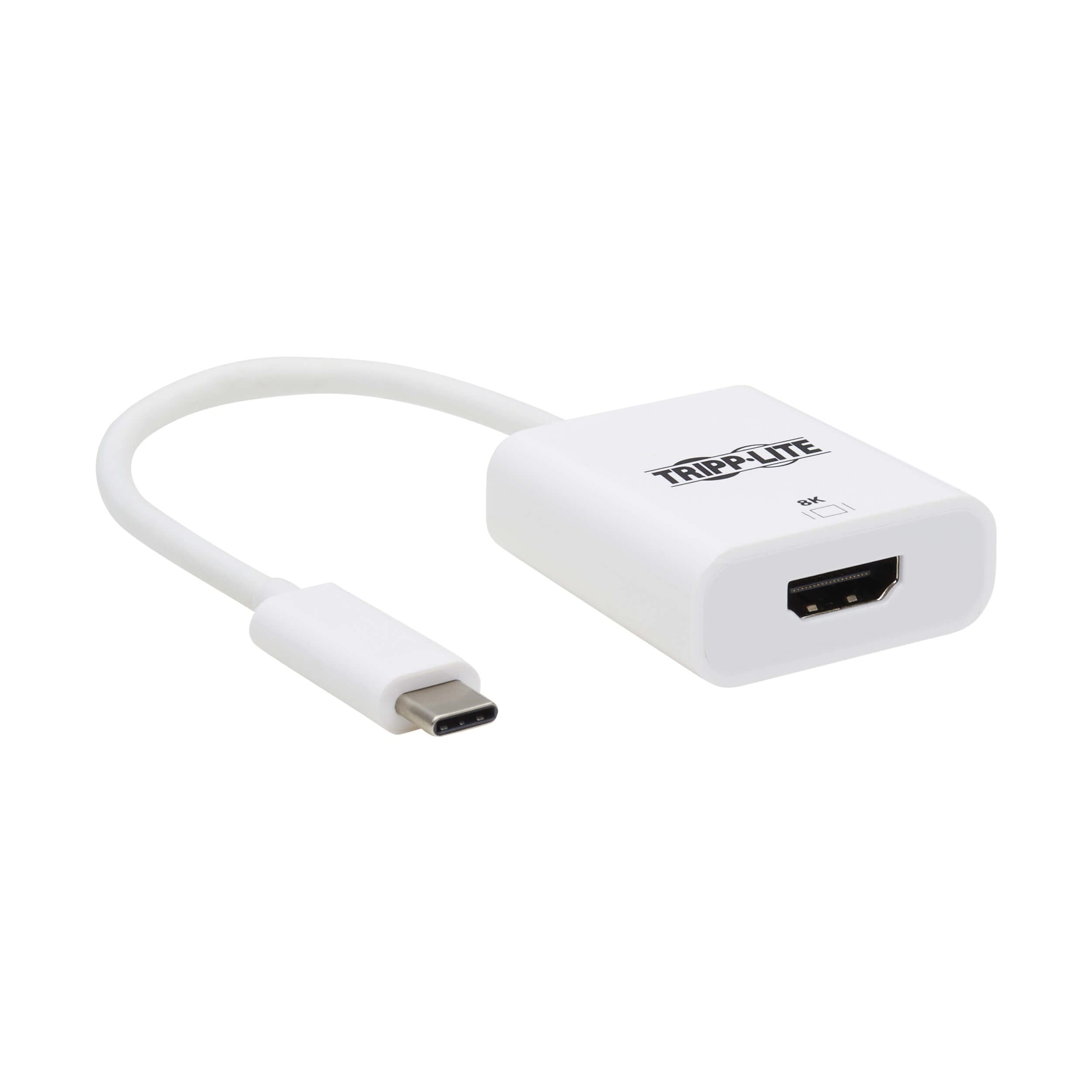 Tripp Lite Adattatore da USB-C a HDMI, 8K a 30Hz, cavo da 6", compatibile con Windows e Mac, da maschio a femmina, HDR 4:4:4, HDCP 2.3, plug-and-play, nessun software necessario, bianco, 1 anno di