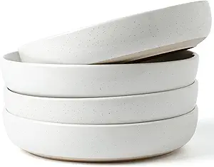 famiware Milkyway 33 oz Bowl Set, Pasta Bowls Set of 4, Salad Bowls Perfect for Your Friend for Housewarming, Thanksgiving, Christmas, White