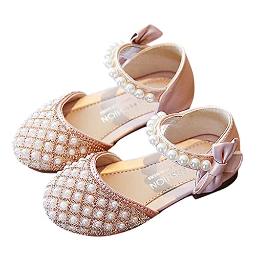 Princess Shoes Girls Dress Shoes Mary-Jane Flower Wedding Party Bridesmaids Pearl Shoes Glitter Princess Ballet Flats for Kid Toddler3