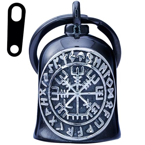 Viking Motorcycle Bell - Angel Bell for Men & Women, Motorcycle Accessories (Black Silver)