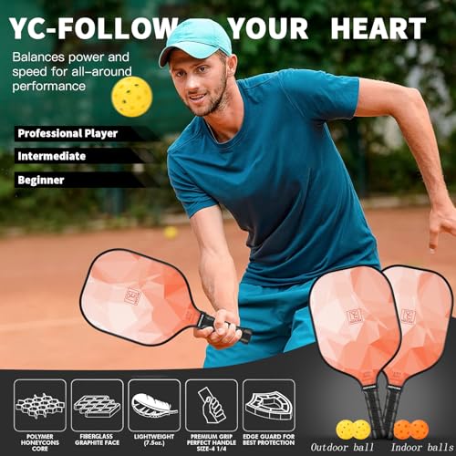 Image of YC DGYCASI Pickleball Paddles Set of 2 USAPA Approved Pickleball Set 2026