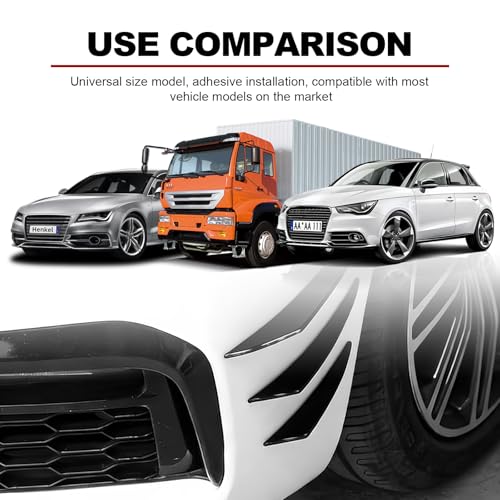 6 Stück Frontspoiler Stoßstangenspoiler,Auto vordere Bumper Lip Splitter,Frontstoßflosse Spoiler Canards Refit,Universal Kohlefaser Frontstoßstange Spoilerlippe für alle Autos (Schwarz)