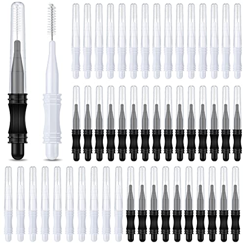 Micro-pinceaux à sourcils et cils avec capuchon : lot de 100 brosses noires et blanches