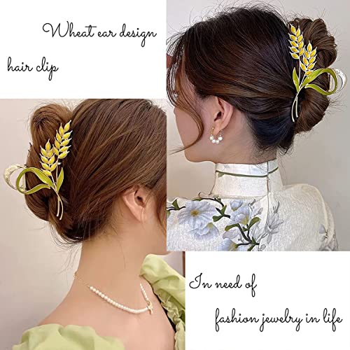 Image of PALAY Metal Wheat Claw Clip, Gold Large Strong Hold Hair Accessory
