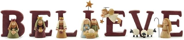 B-E-L-I-E-V-E Nativity Resin Christmas Decoration Set of 7 Letters - Size 1.75 in Tall