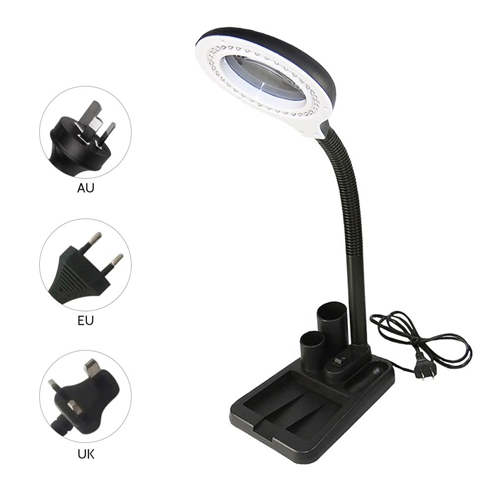 Profesjonalna Lampa Biurkowa Z Lupą 5X/10X Lupa Led Lekka Lampa Stołowa Do Czytania Ac110-6W Podświetlana Lampa Lupa
