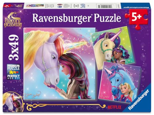 Ravensburger Puzzle Enfant Lot de 3 Puzzles 49 pièces Magie et amitié/ 'école des Licornes Fille ou garçon dès Puzzle de qualité supérieure 3 Posters Inclus Licornes 12004163