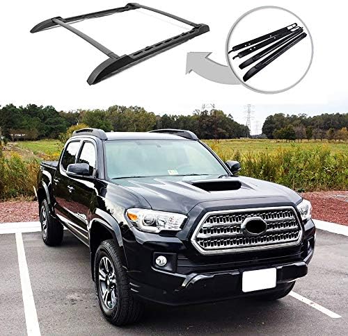 Ants Part Roof Rack Rails For 2005-2021 Toyota Tacoma Double Cab Cross Bars Black