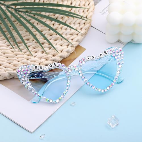 Etercycle Heart Glasses, Bride To Be Gifts Bachelorette Party Blue Sunglasses, Bride Heart Shaped Glasses For Women Bachelorette Party Favors4