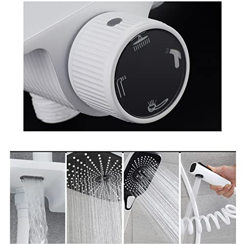 Ensemble de douche combiné de luxe au design blanc mat avec indicateur de température - 3