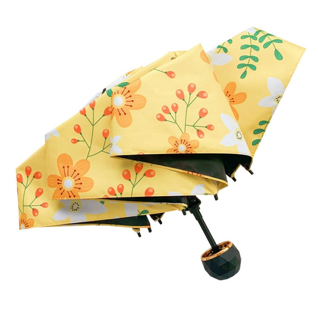 KKYKP Automatic Umbrella Yellow Flower Sun Protection Windproof Strong Stand Cute Rain&Sun Mini Paraguas