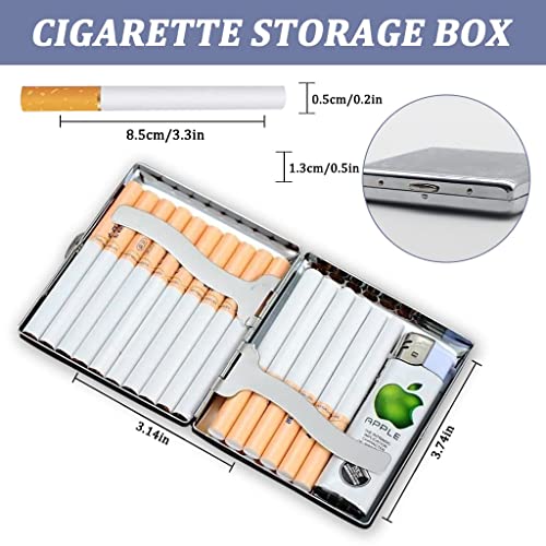 Image of Premium Metal Cigarette Case - Double Sided Spring Clip Open Cigarette Organizer Box for 20 Cigarettes (Silver)