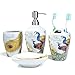 FORLONG FL3011 Ceramic Peacock Bathroom Accessories Set of 4:1 Gargle Cups,1 Toothbrush Holders,1 Soap Dishes,1 Soap Dispenser …