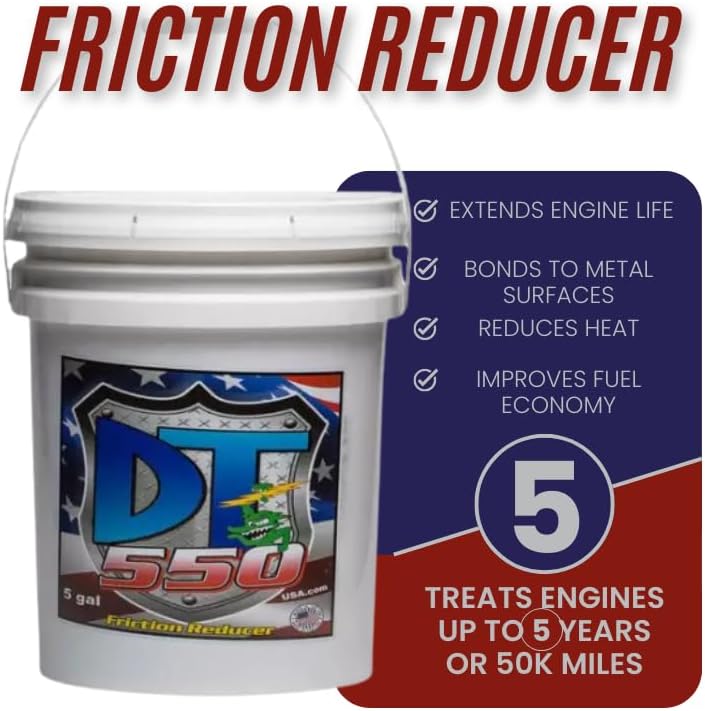 DT 550 Friction Reducer – Engine Friction Modifier | Enhances Performance, Reduces Wear & Boosts Fuel Economy | Works with Gas & Diesel Motors (5 Gallon (640 Oz)