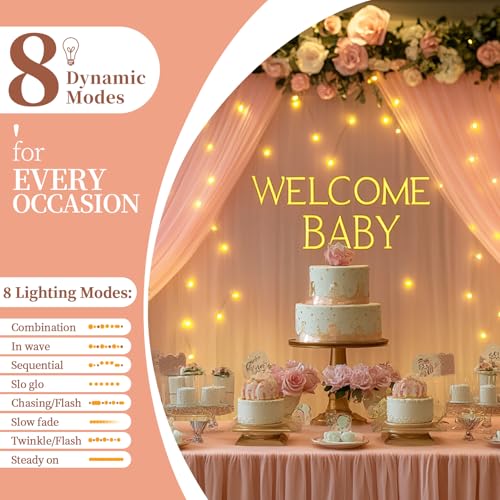 Cortina fondo rosa 10x10ft con luces LED miniatura 4