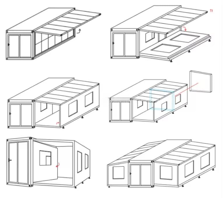 30FT Tiny House to Live in,Portable Prefab House with 2 Bedroom,1 Full Equiped Bathroom and Kitchen,Prefabricated Container House for Adults Living,Foldable Mobile Home with Steel Frame - Image 7