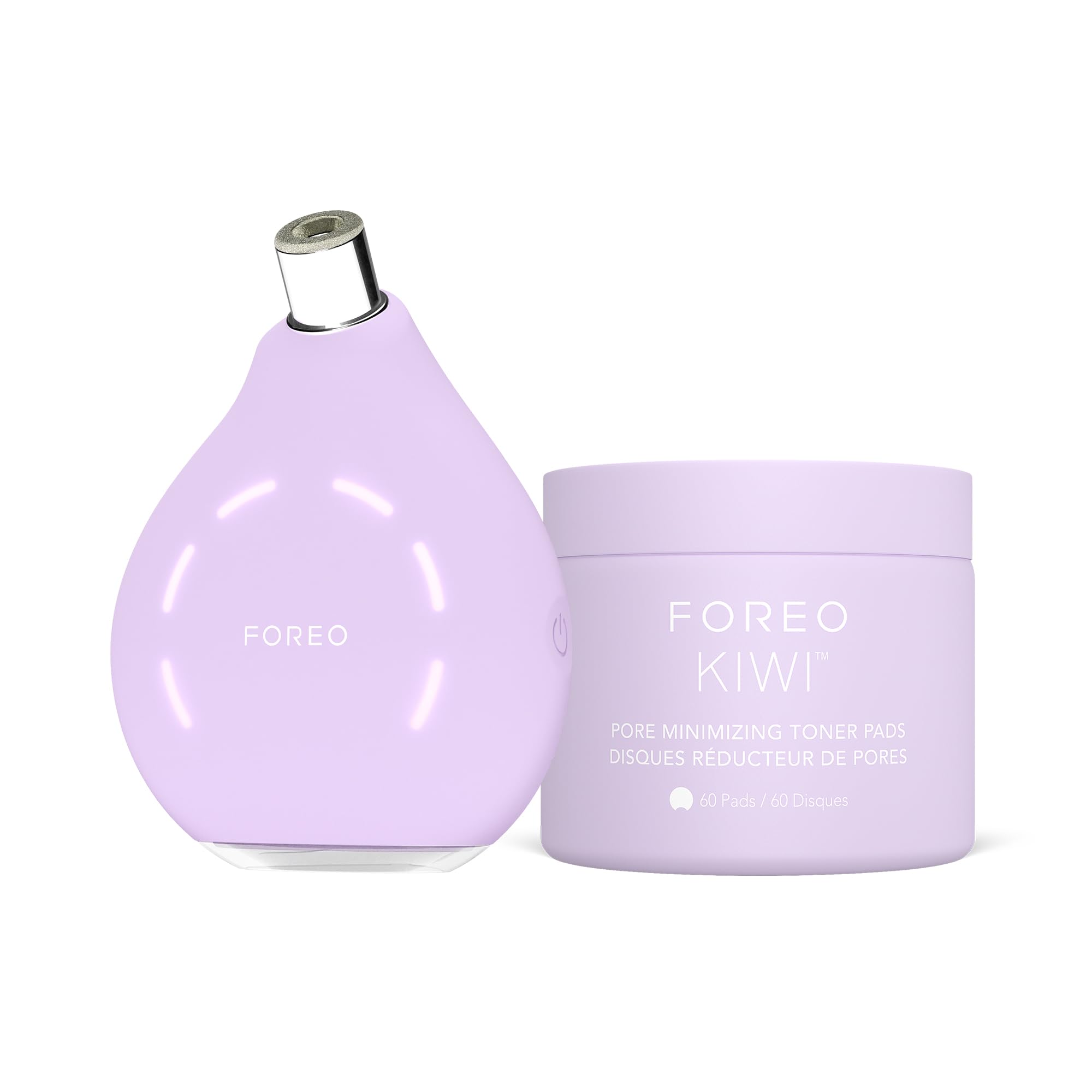 FOREO KIWI derma Mikrodermabrasion + KIWI Poren-Toner-Pads Set | Mikrodermabrasionsgerät, Mitesserentferner, Porensauger, Toner-Pads, Hamamelis, Gesichtspeeling, Diamant