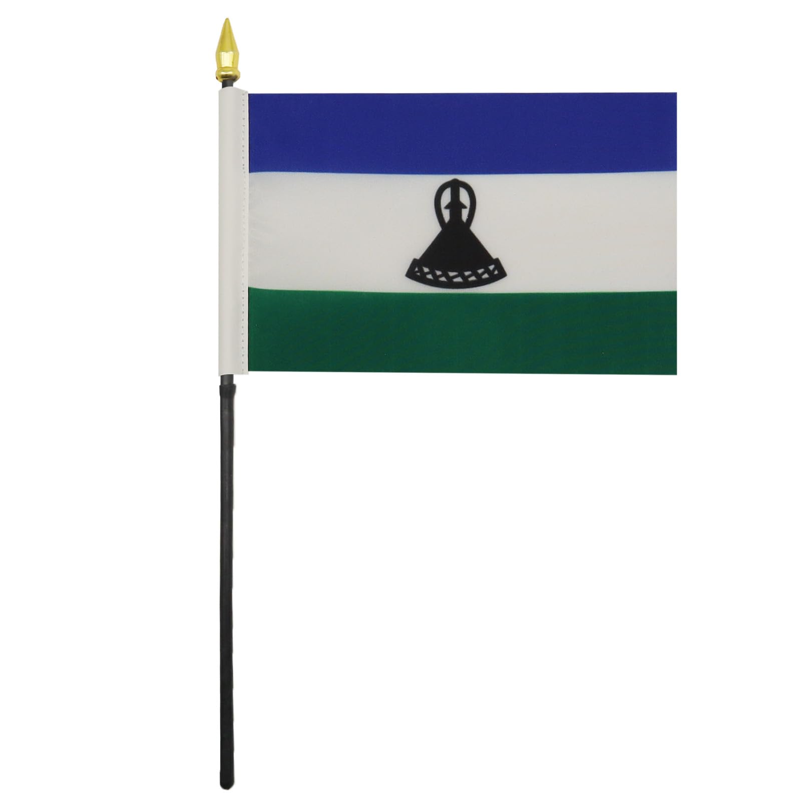 AZ FLAG, Lesotho Table Flag 4'' x 6'', Mosotho Mini Desk Flag 100% Polyester 15 x 10 cm, Office Mini Banner with 10'' Pole - Image 2