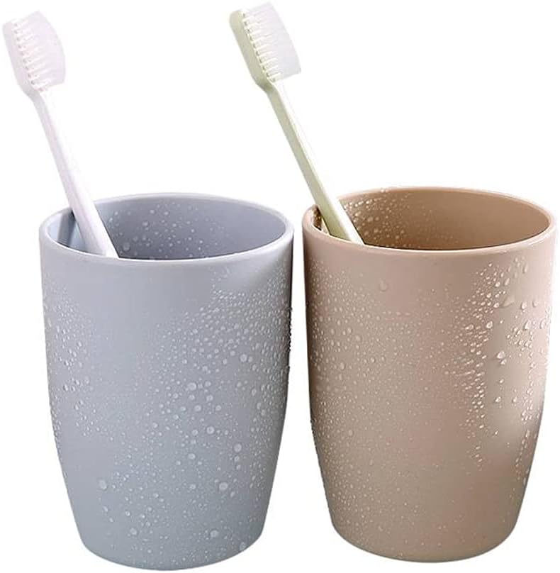 3 Pack of ALINNA Bathroom Tumbler Toothbrush Cups, 400ml Toothbrush Holder, Blue Green Coffee Colours Bathroom Cup Set, Tooth Brushing Tumbler, Reusable Bathroom Drinking Cup Rinsing Cups