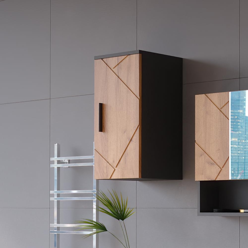 Vicco Armario de baño Irma, Oro Power Roble/Antracita, 30 x 59 cm, Apto para Montaje en Pared y combinable con Otros Muebles Irma