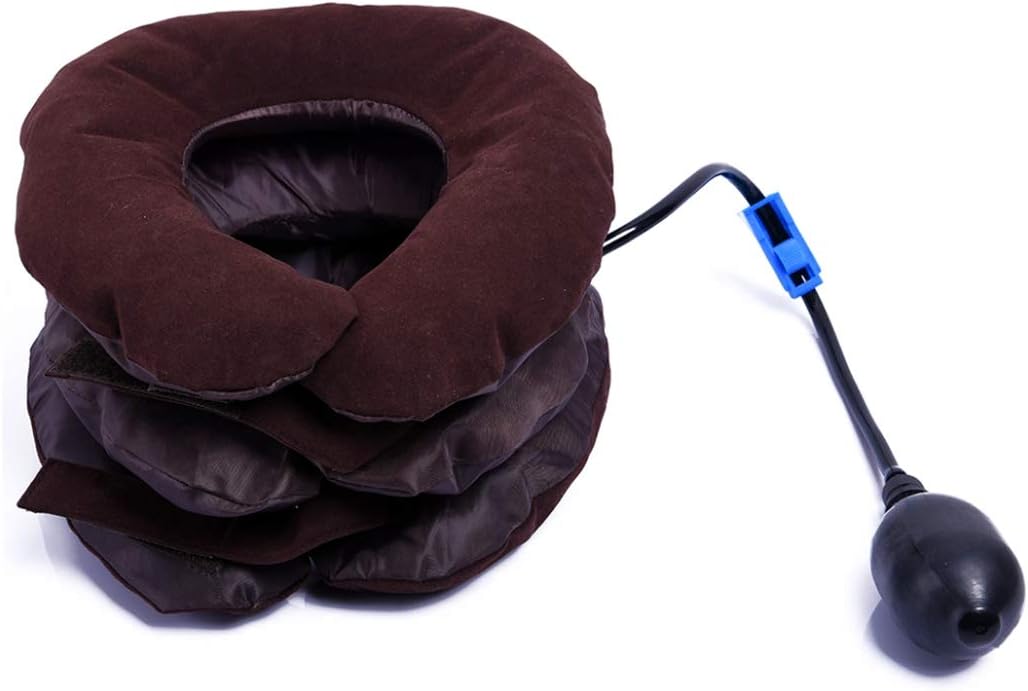 ARG AROGYA Cervical Neck Traction Device Massager For Pain And Stress Relief Inflatable Neck Support Airbag 3 Layer | Portable Neck Pillow (1 Count (Pack of 1)) Multicolor